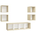 vidaXL Ensemble de meubles TV 5Pièces Blanc chêne sonoma Bois ingénierie