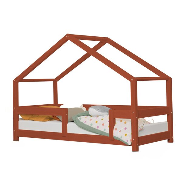 Lit cabane enfant LUCKY 70 x 160 rouge brique