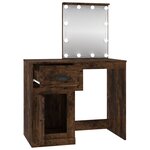 vidaXL Coiffeuse avec LED chêne fumé 90x50x132 5 cm bois d'ingénierie