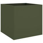 vidaXL Jardinières 2 Pièces vert olive 49x47x46 cm acier laminé à froid