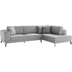 Canapé d'angle droit convertible IMPERIA 5 places - gris clair - 2 coffres de rangement - 304 x 212 x 86 cm