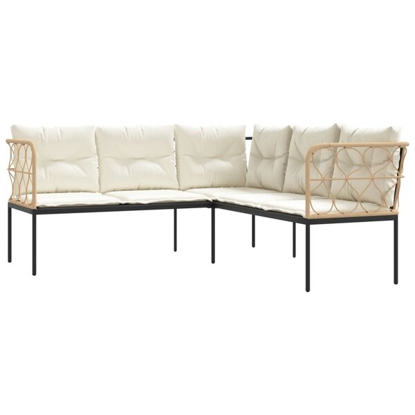 vidaXL Canapé de jardin avec coussins forme de L noir acier textilène