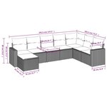 vidaXL Salon de jardin 8 Pièces avec coussins noir résine tressée