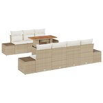 vidaXL Ensemble de salle à manger de jardin 8 pièces avec coussins en beige en poly rotin et acacia