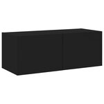vidaXL Meuble TV mural avec lumières LED noir 80x35x31 cm