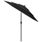 vidaXL Parasol de jardin à 3 niveaux avec mât en aluminium noir 2 5 m