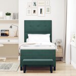 vidaXL Lit à ressort avec matelas et banc vert foncé 100x200 cm Velours