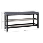 Banc gris 2 étages à pieds noirs 100 x 34 x 50 cm