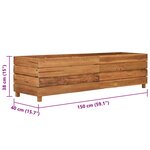 vidaXL Lit surélevé 150x40x38 cm bois de teck recyclé et acier