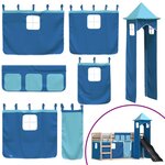vidaXL Lit superposé avec toboggan et rideaux bleu 90x200 cm