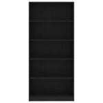 vidaXL Bibliothèque à 5 niveaux Noir 80x24x175 cm Bois d’ingénierie