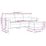 vidaXL Canapé 3 places repose-pieds Gris foncé 180 cm Tissu microfibre