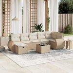 vidaXL Salon de jardin avec coussins 8 Pièces beige résine tressée