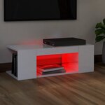 vidaXL Meuble TV avec lumières LED blanc brillant 90x39x30 cm