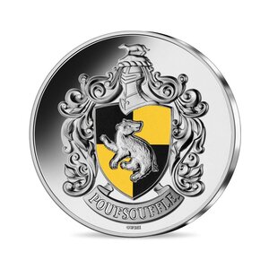 Harry potter - blason poufsouffle - monnaie de 10€ argent colorisée - Millésime 2022