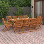 vidaXL Ensemble à manger de jardin 11 Pièces 220x90x75 cm bois d'acacia