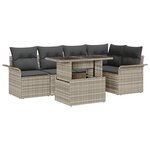 Ensemble de Canapé de Jardin 6 Pièces avec Oreillers en Rattan Poly Gris Clair