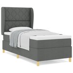 vidaXL Lit à ressorts avec matelas gris foncé 90x200 cm Tissu