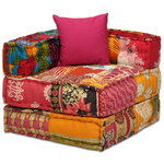 vidaXL Pouf modulaire à 2 places Patchwork Tissu
