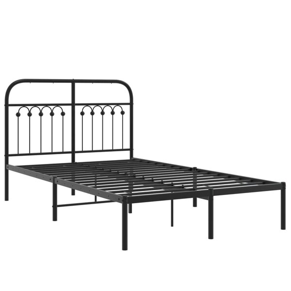 vidaXL Cadre de lit métal avec tête de lit noir 120x190 cm