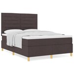 vidaXL Lit avec sommier brun foncé 140x190 cm Tissu