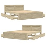 vidaXL Cadre de lit et tête de lit sans matelas chêne sonoma 120x190cm