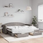 vidaXL Lit de jour avec gigogne et tiroirs sans matelas taupe 90x200cm