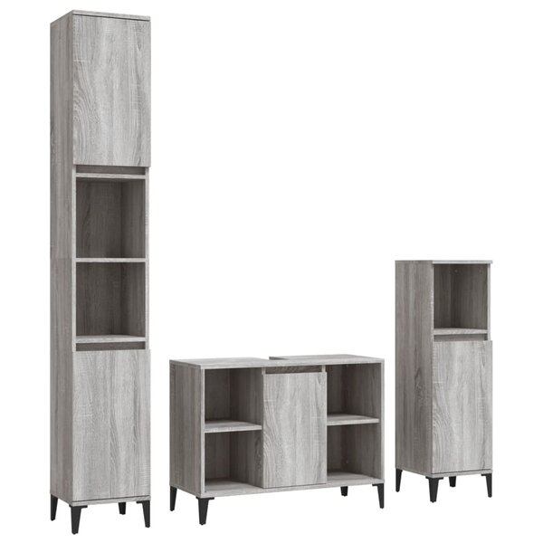 vidaXL Ensemble de meubles de salle de bain 3 Pièces Sonoma gris