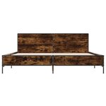vidaXL Cadre de lit chêne fumé 200x200 cm bois d'ingénierie et métal