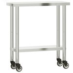 vidaXL Table de travail de cuisine avec roues 82 5x30x85 cm inox