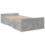 vidaXL Cadre de lit et tiroirs gris béton 90x190 cm bois d'ingénierie