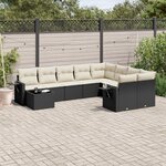vidaXL Salon de jardin 10 Pièces avec coussins noir résine tressée