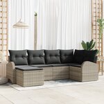 vidaXL Ensemble de 6 Canapés de Jardin avec Coussins en Rattan Poly Gris Clair