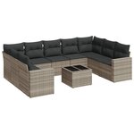 vidaXL Salon de jardin avec coussins 10 Pièces gris clair résine tressée