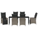 vidaXL Ensemble de salle à manger de jardin 7 pièces avec coussins en gris poly rattan