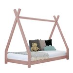 Lit tipi enfant NAKANA 120 x 200 rose pastel