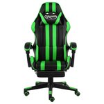Chaise fauteuil siège pivotante de bureau informatique étude de jeux vidéo avec repose-pied et similicuir vert 02_0024220
