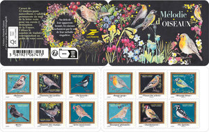 Carnet de 12 timbres - Mélodie d'oiseaux - Lettre verte