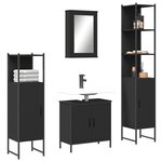 vidaXL Ensemble de meubles salle de bain 4 Pièces noir bois d'ingénierie