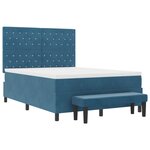 vidaXL Lit à Ressorts avec Matelas & Banc Bleu Foncé 140x200 cm Velours