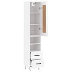 vidaXL Buffet haut Blanc brillant 34 5x34x180 cm Bois d'ingénierie