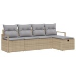 vidaXL Ensemble de canapé de jardin 5 pièces avec coussins beiges en rattan polyethylene
