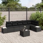 vidaXL Ensemble de canapés de jardin de 7 pièces avec coussins beige en poly rattan