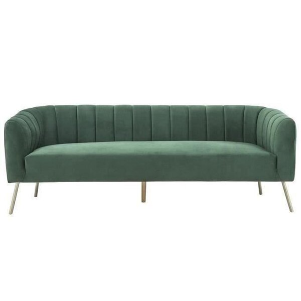 Canapé rétro - 3 places - Velours bleu vert - Style chic - 207 x 87 x 77 cm - MATHIS - Structure bois massif