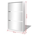 vidaXL Meuble à chaussures 3 étagères 63x17x102 5 cm Miroir Blanc