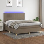 vidaXL Sommier à lattes de lit et matelas et LED Taupe 160x200cm Tissu