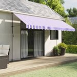 vidaXL Tissu de remplacement de cantonnière d’auvent rayure bleu blanc