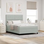 Lit à ressorts vidaXL avec matelas et lumière LED Gris clair 140x200 cm Velours