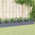 vidaXL Jardinière avec piquets gris 363 5x43 5x43 5 cm PP