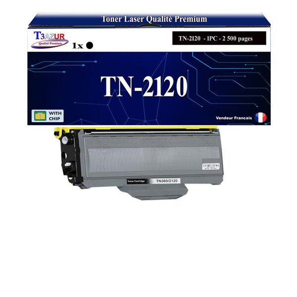 Toner compatible avec Brother TN2120 pour Brother HL-2140  HL-2150N  HL-2170W - 2 600 pages - T3AZUR
